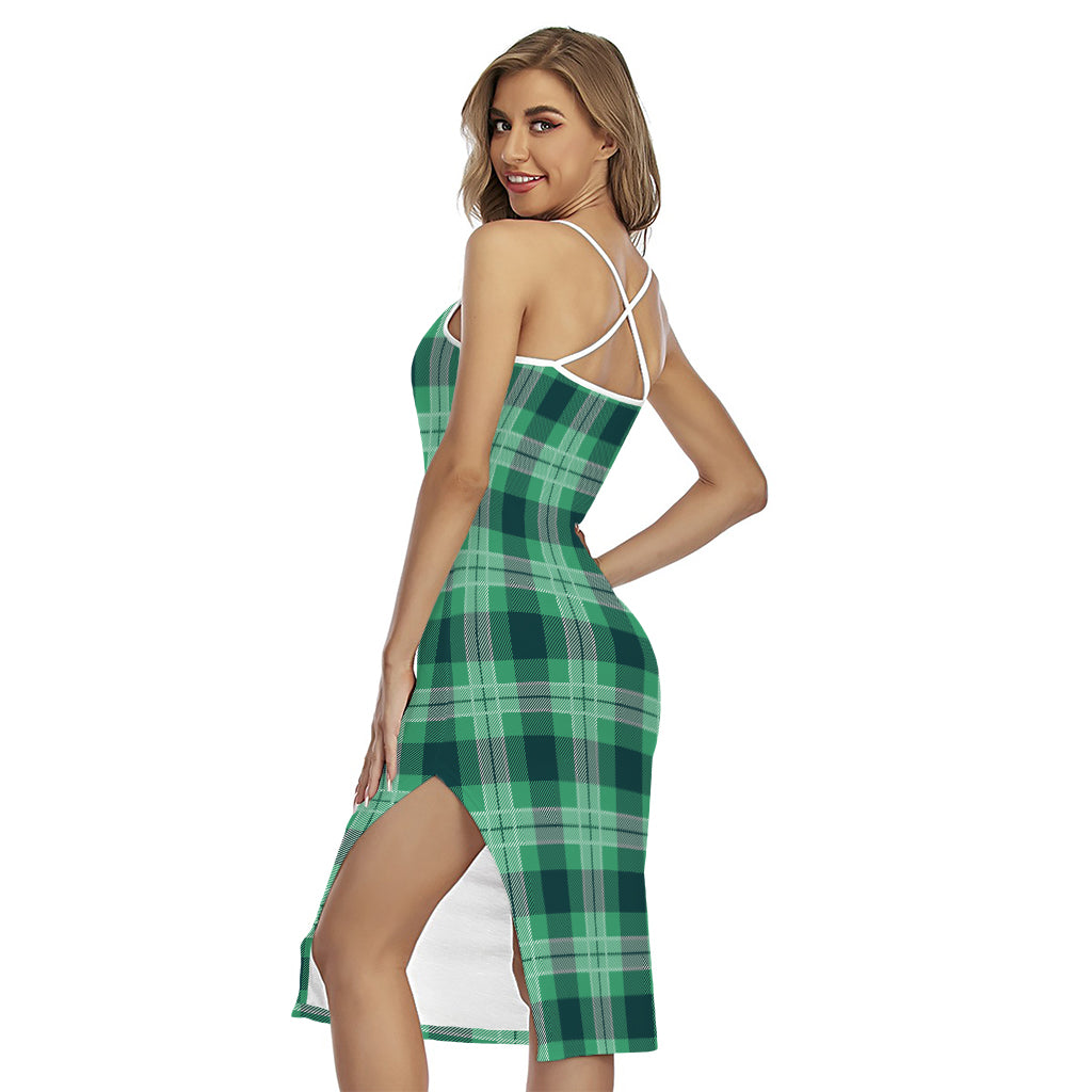 St. Patrick's Day Tartan Print Cross Back Cami Dress
