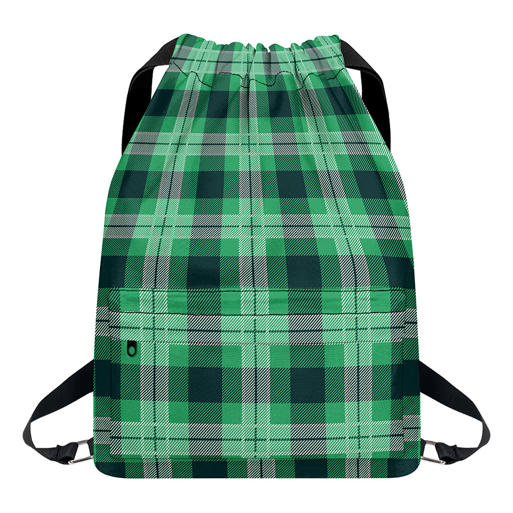 St. Patrick's Day Tartan Print Drawstring Backpack