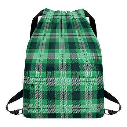 St. Patrick's Day Tartan Print Drawstring Backpack
