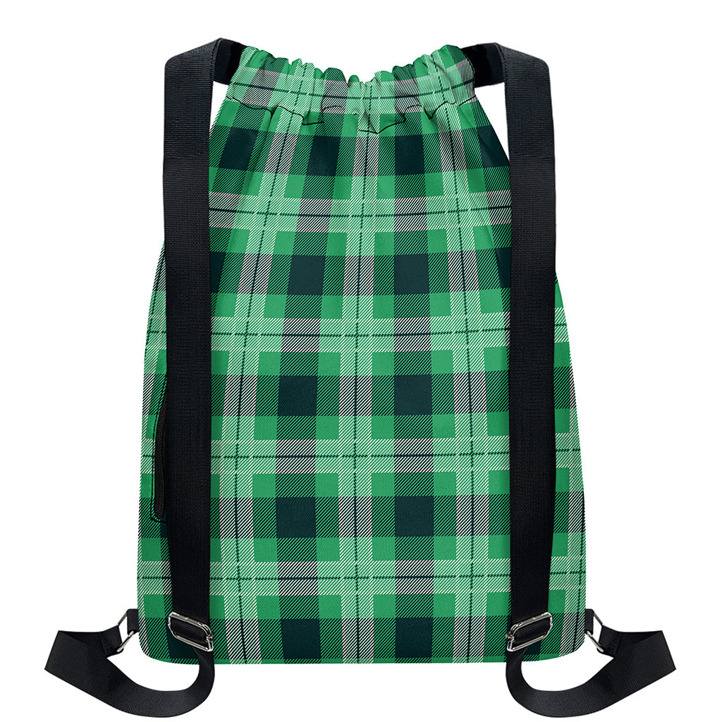 St. Patrick's Day Tartan Print Drawstring Backpack