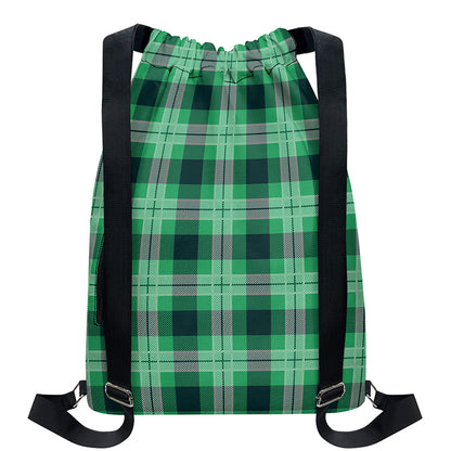 St. Patrick's Day Tartan Print Drawstring Backpack