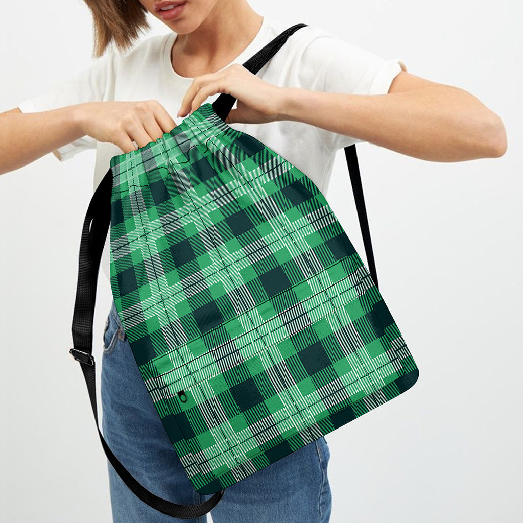 St. Patrick's Day Tartan Print Drawstring Backpack