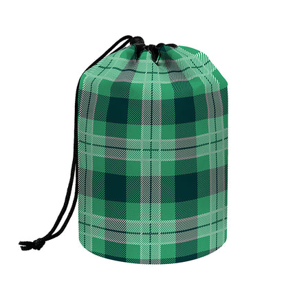 St. Patrick's Day Tartan Print Drawstring Makeup Bag