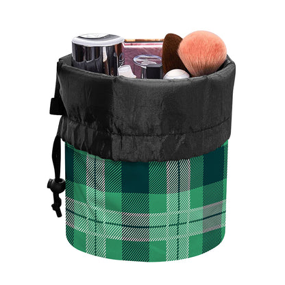 St. Patrick's Day Tartan Print Drawstring Makeup Bag