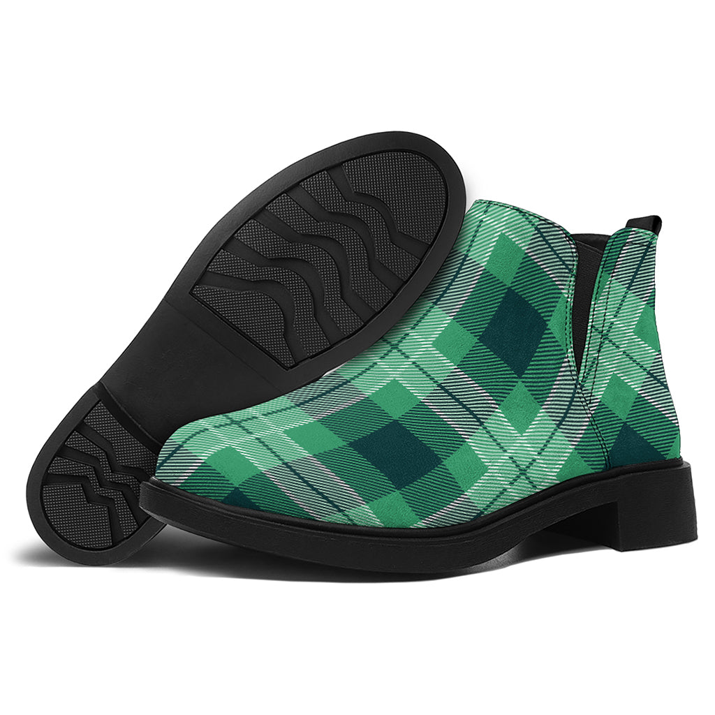 St. Patrick's Day Tartan Print Flat Ankle Boots