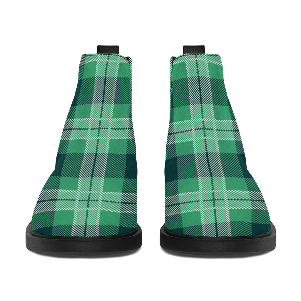 St. Patrick's Day Tartan Print Flat Ankle Boots