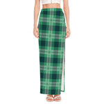 St. Patrick's Day Tartan Print High Slit Maxi Skirt