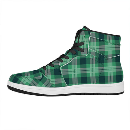 St. Patrick's Day Tartan Print High Top Leather Sneakers