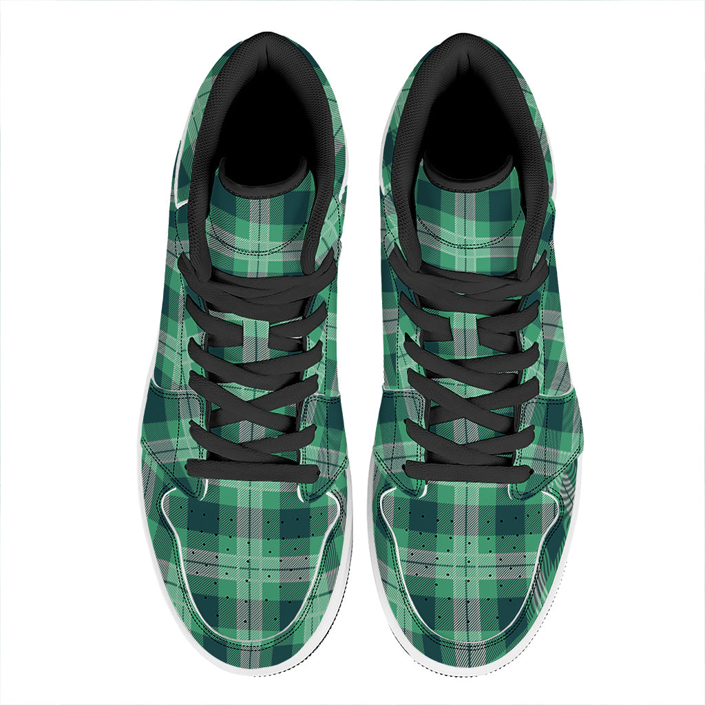 St. Patrick's Day Tartan Print High Top Leather Sneakers