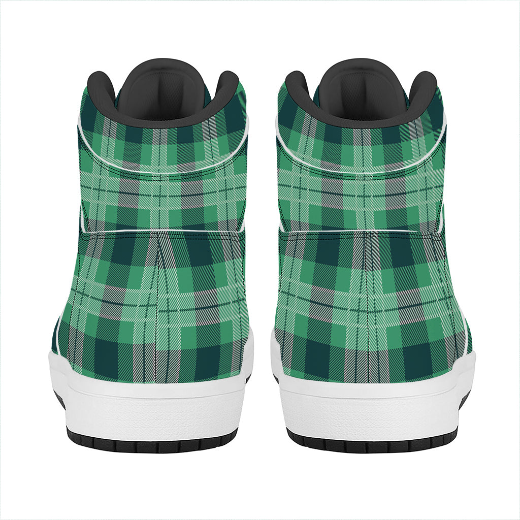 St. Patrick's Day Tartan Print High Top Leather Sneakers