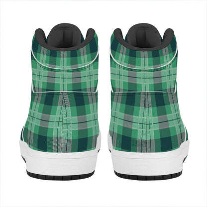 St. Patrick's Day Tartan Print High Top Leather Sneakers