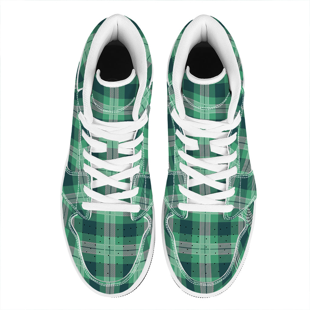 St. Patrick's Day Tartan Print High Top Leather Sneakers