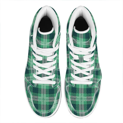 St. Patrick's Day Tartan Print High Top Leather Sneakers