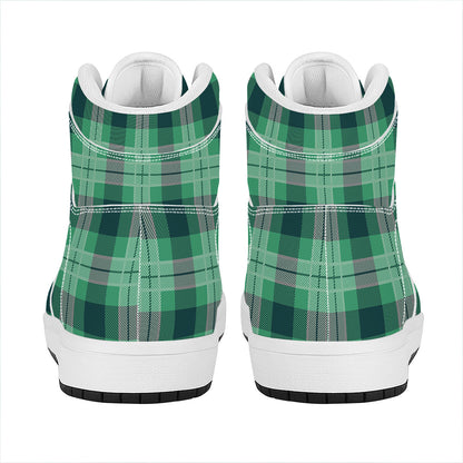 St. Patrick's Day Tartan Print High Top Leather Sneakers