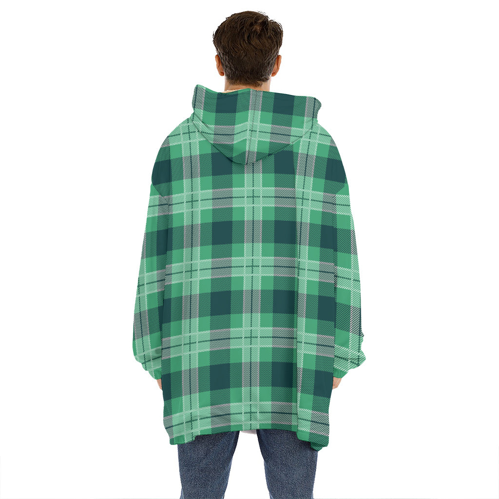 St. Patrick's Day Tartan Print Hoodie Blanket