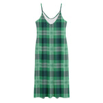St. Patrick's Day Tartan Print Jersey Midi Cami Dress