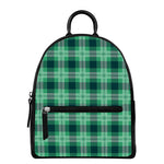 St. Patrick's Day Tartan Print Leather Backpack