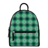 St. Patrick's Day Tartan Print Leather Backpack