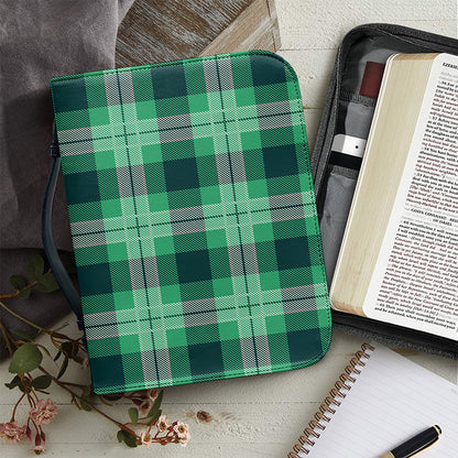St. Patrick's Day Tartan Print Leather Bible Cover