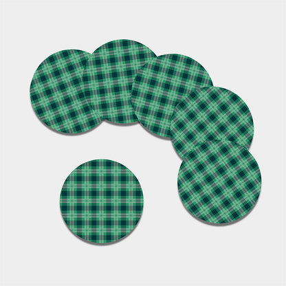 St. Patrick's Day Tartan Print Leather Coaster Set