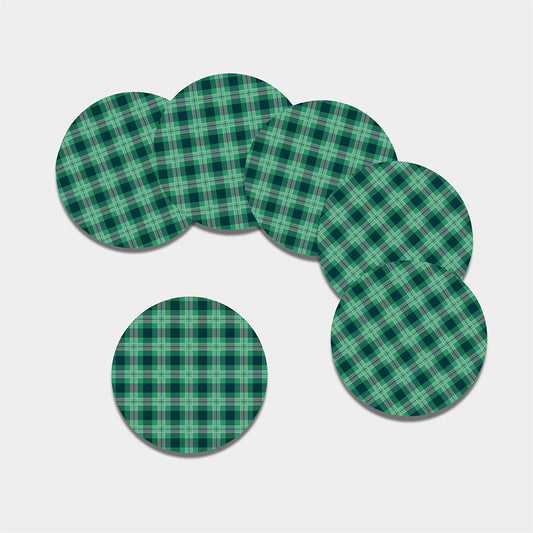 St. Patrick's Day Tartan Print Leather Coaster Set