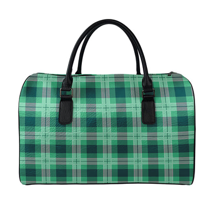 St. Patrick's Day Tartan Print Leather Duffle Bag