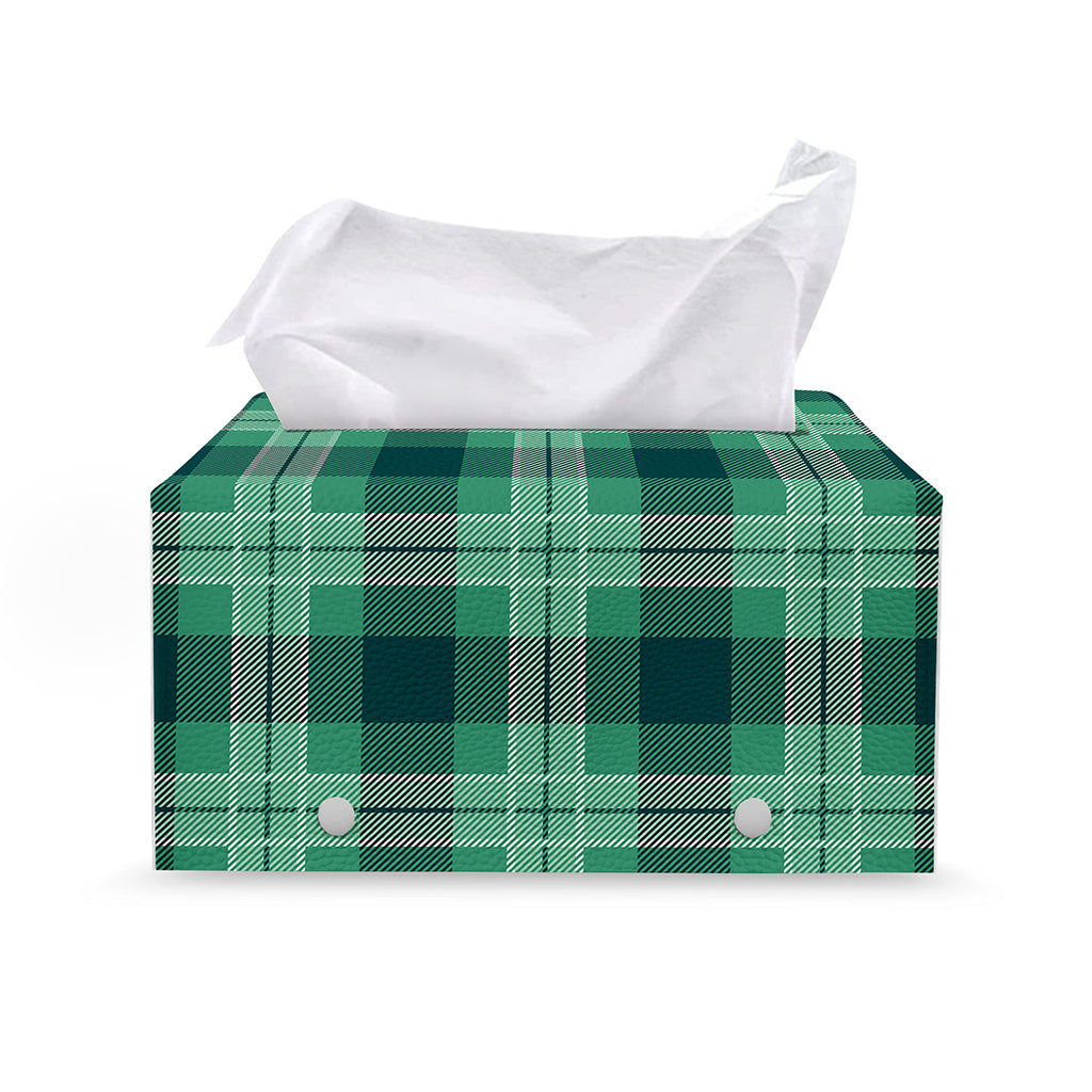 St. Patrick's Day Tartan Print Leather Tissue Box Cover