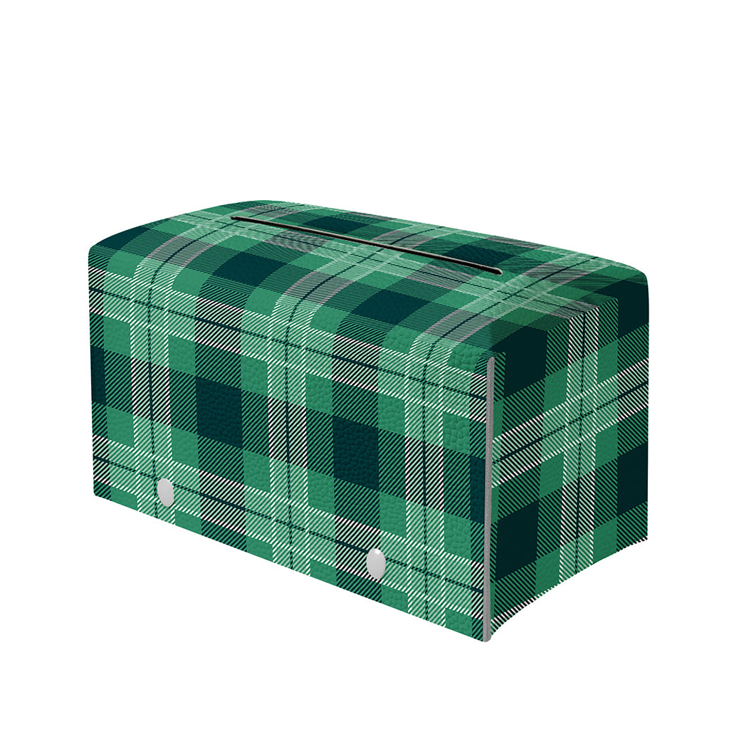 St. Patrick's Day Tartan Print Leather Tissue Box Cover