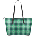St. Patrick's Day Tartan Print Leather Tote Bag With Zipper