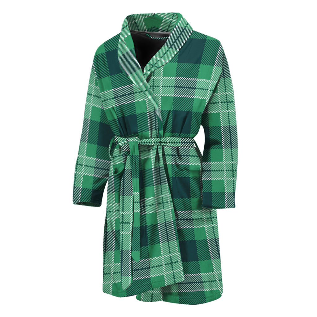 St. Patrick's Day Tartan Print Men's Bathrobe