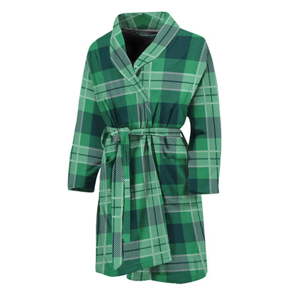 St. Patrick's Day Tartan Print Men's Bathrobe
