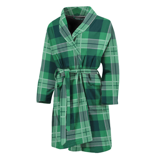 St. Patrick's Day Tartan Print Men's Bathrobe