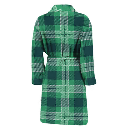 St. Patrick's Day Tartan Print Men's Bathrobe