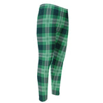 St. Patrick's Day Tartan Print Men's Compression Pants