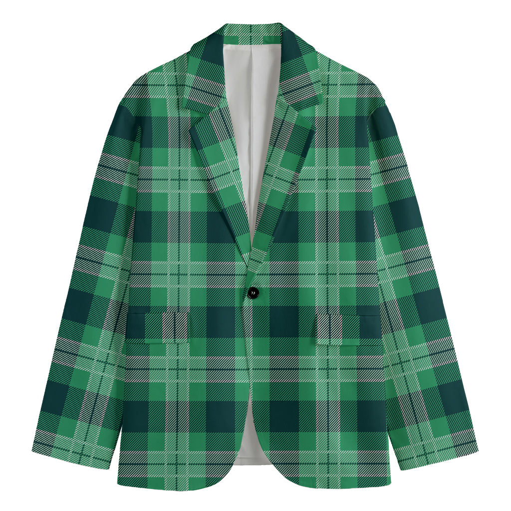 St. Patrick's Day Tartan Print Men's Cotton Blazer