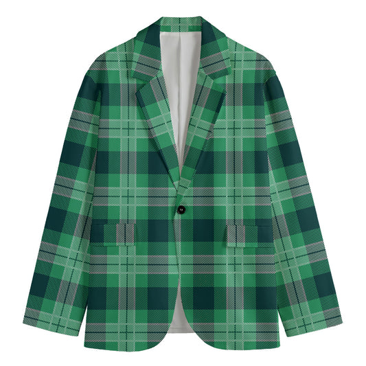 St. Patrick's Day Tartan Print Men's Cotton Blazer