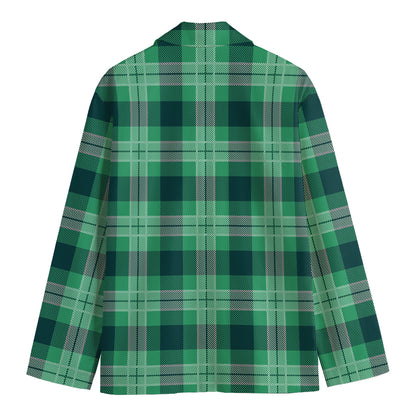 St. Patrick's Day Tartan Print Men's Cotton Blazer