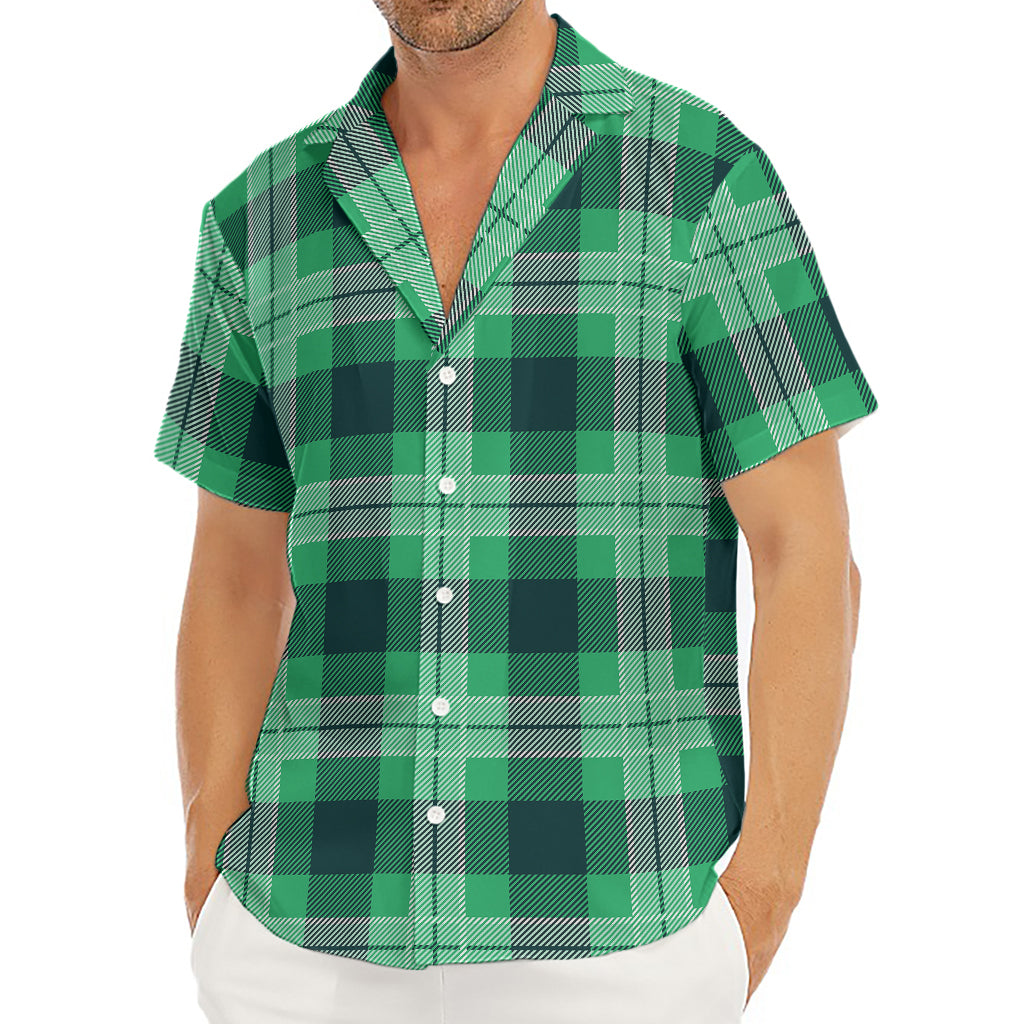St. Patrick's Day Tartan Print Men's Deep V-Neck Shirt