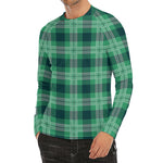 St. Patrick's Day Tartan Print Men's Long Sleeve Rash Guard