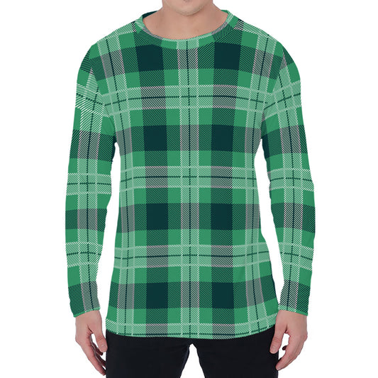 St. Patrick's Day Tartan Print Men's Long Sleeve T-Shirt