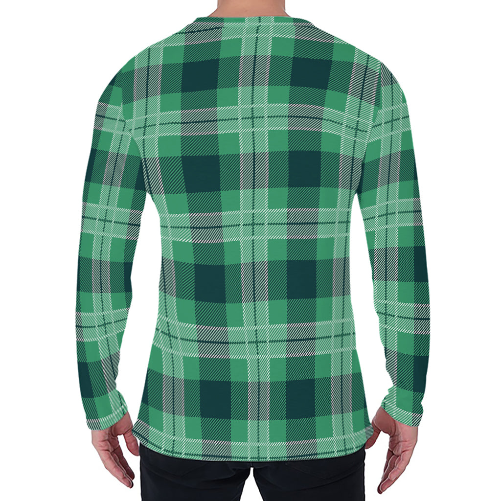 St. Patrick's Day Tartan Print Men's Long Sleeve T-Shirt