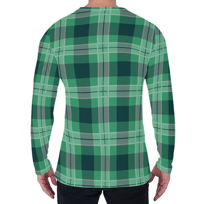 St. Patrick's Day Tartan Print Men's Long Sleeve T-Shirt