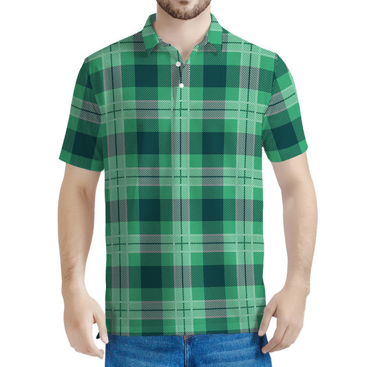 St. Patrick's Day Tartan Print Men's Polo Shirt