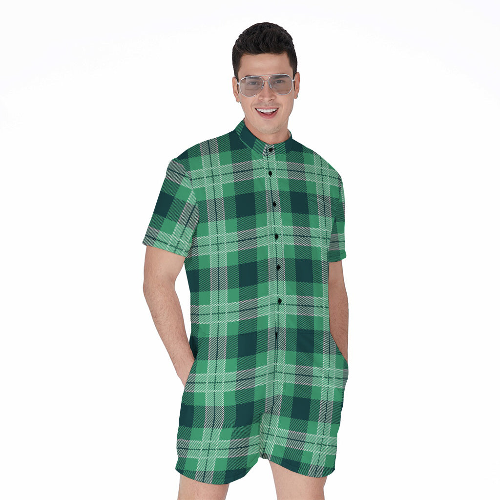 St. Patrick's Day Tartan Print Men's Rompers