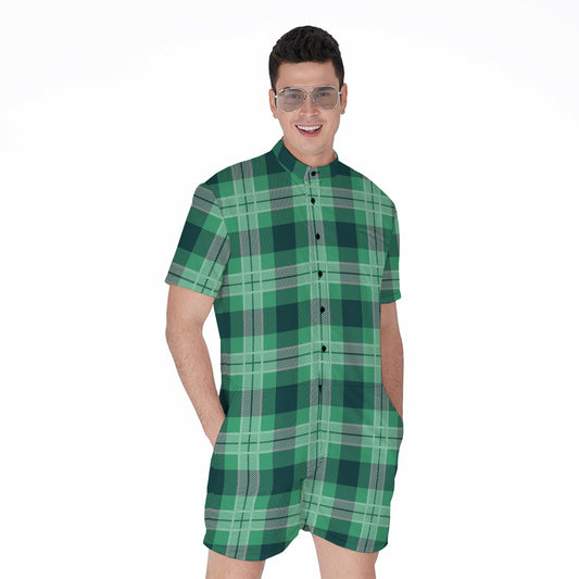 St. Patrick's Day Tartan Print Men's Rompers