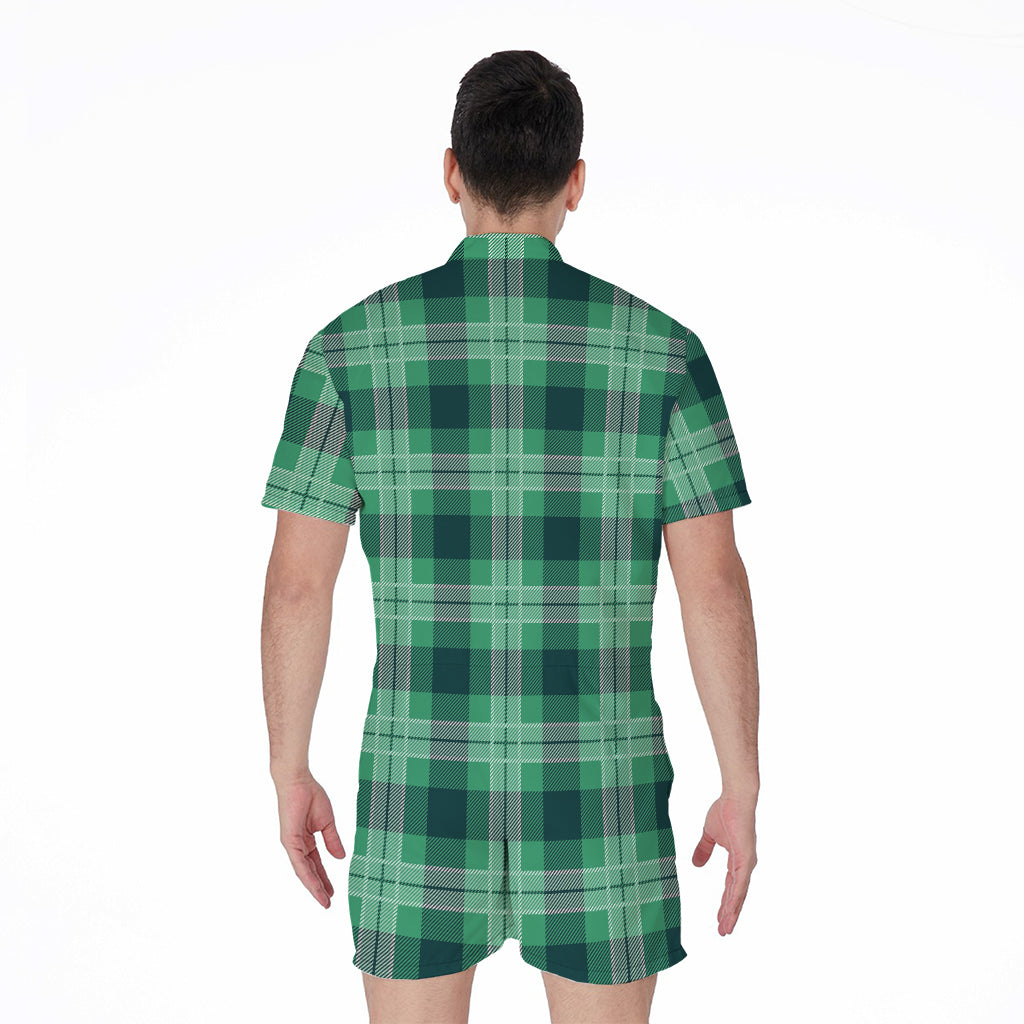 St. Patrick's Day Tartan Print Men's Rompers