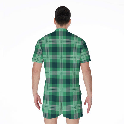St. Patrick's Day Tartan Print Men's Rompers
