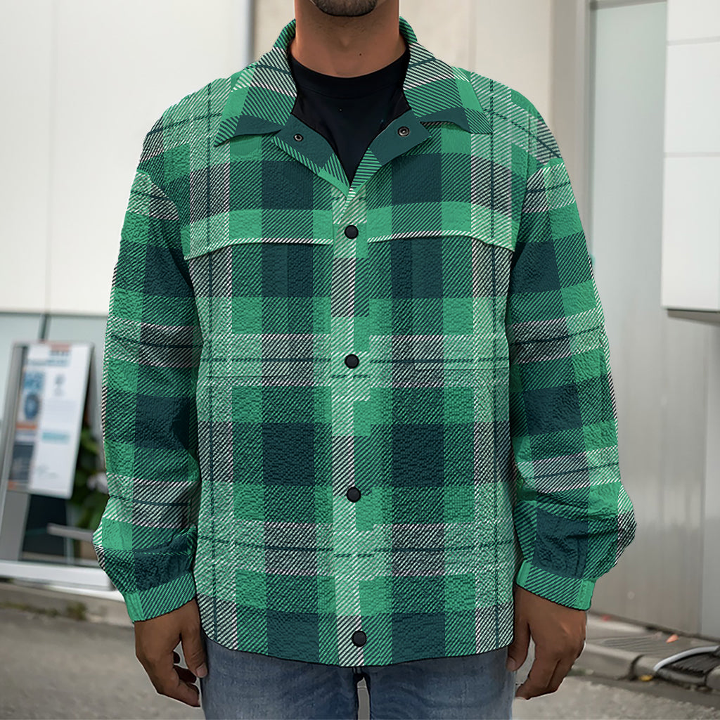 St. Patrick's Day Tartan Print Men's Shirt Jacket