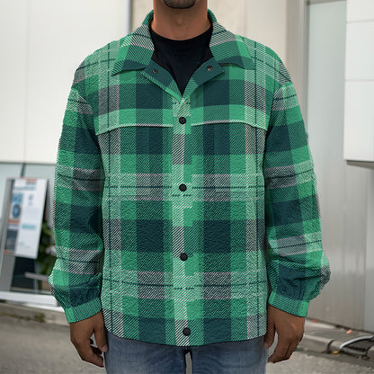 St. Patrick's Day Tartan Print Men's Shirt Jacket