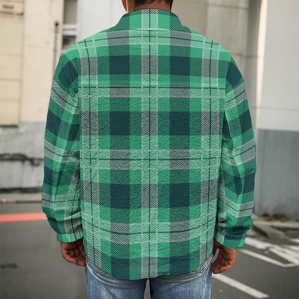 St. Patrick's Day Tartan Print Men's Shirt Jacket